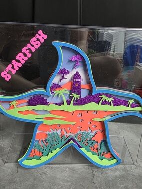 Starfish Layered Coastal 3D Paper Art - Multicolor